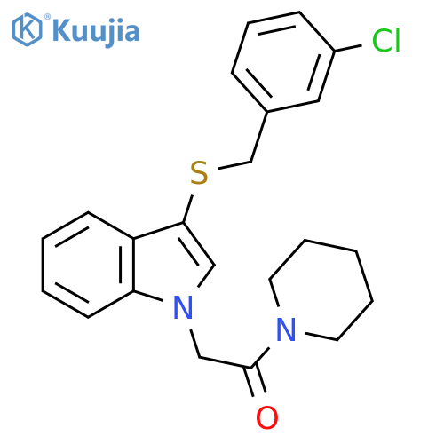 2-(3-{(3-chlorophenyl)methylsulfanyl}-1H-indol-1-yl)-1-(piperidin-1-yl)ethan-1-one structure