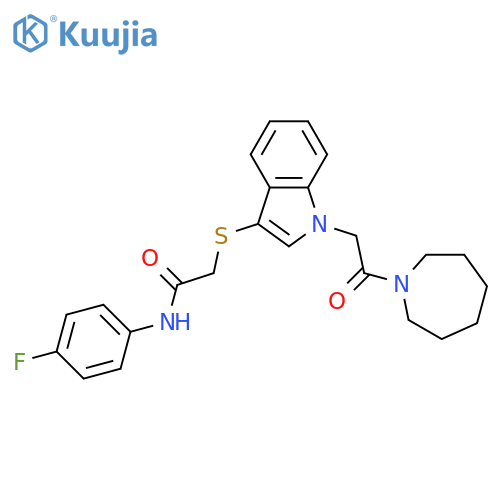 2-({1-2-(azepan-1-yl)-2-oxoethyl-1H-indol-3-yl}sulfanyl)-N-(4-fluorophenyl)acetamide structure