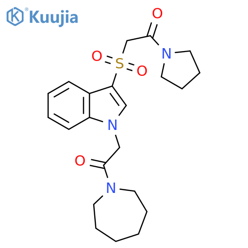 2-({1-2-(azepan-1-yl)-2-oxoethyl-1H-indol-3-yl}sulfonyl)-1-(pyrrolidin-1-yl)ethan-1-one structure