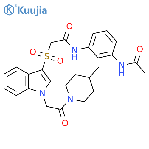 N-(3-acetamidophenyl)-2-({1-2-(4-methylpiperidin-1-yl)-2-oxoethyl-1H-indol-3-yl}sulfonyl)acetamide structure