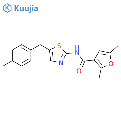 2,5-dimethyl-N-{5-(4-methylphenyl)methyl-1,3-thiazol-2-yl}furan-3-carboxamide structure
