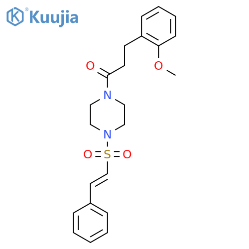 3-(2-methoxyphenyl)-1-[4-[(E)-2-phenylethenyl]sulfonylpiperazin-1-yl]propan-1-one structure
