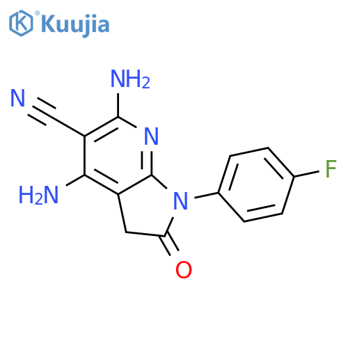 <br>4,6-Diamino-1-(4-fluoro-phenyl)-2-oxo-2,3-dihydro-1H-pyrrolo[2,3-b]pyridine -5-carbonitrile structure