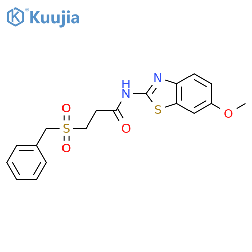 N-(6-methoxy-1,3-benzothiazol-2-yl)-3-phenylmethanesulfonylpropanamide structure