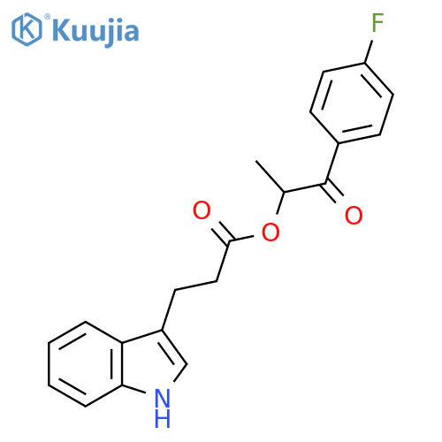 1-(4-fluorophenyl)-1-oxopropan-2-yl 3-(1H-indol-3-yl)propanoate structure