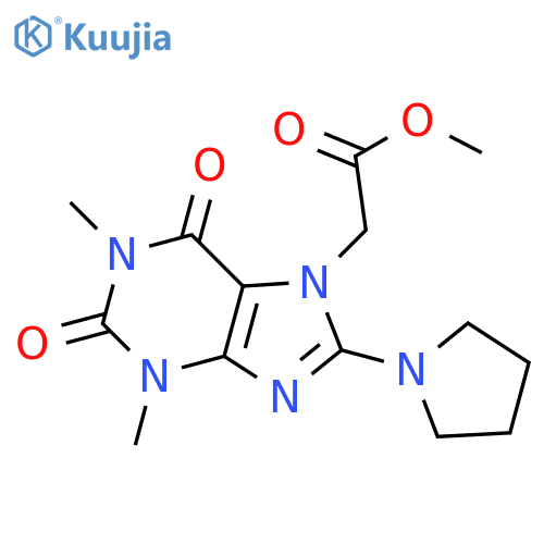 methyl 2-1,3-dimethyl-2,6-dioxo-8-(pyrrolidin-1-yl)-2,3,6,7-tetrahydro-1H-purin-7-ylacetate structure