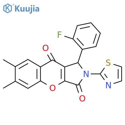 1-(2-fluorophenyl)-6,7-dimethyl-2-(1,3-thiazol-2-yl)-1H,2H,3H,9H-chromeno2,3-cpyrrole-3,9-dione structure