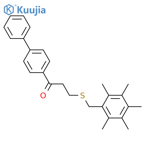 1-[1,1'-BIPHENYL]-4-YL-3-[(2,3,4,5,6-PENTAMETHYLBENZYL)SULFANYL]-1-PROPANONE structure