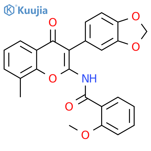 N-3-(2H-1,3-benzodioxol-5-yl)-8-methyl-4-oxo-4H-chromen-2-yl-2-methoxybenzamide structure