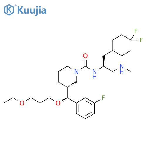 1-Piperidinecarboxamide,N-[(1S)-2-(4,4-difluorocyclohexyl)-1-[(methylamino)methyl]ethyl]-3-[(R)-(3-ethoxypropoxy)(3-fluorophenyl)methyl]-, (3R)- structure
