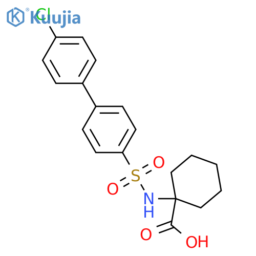 1-{4'-chloro-1,1'-biphenyl-4-sulfonamido}cyclohexane-1-carboxylic acid structure