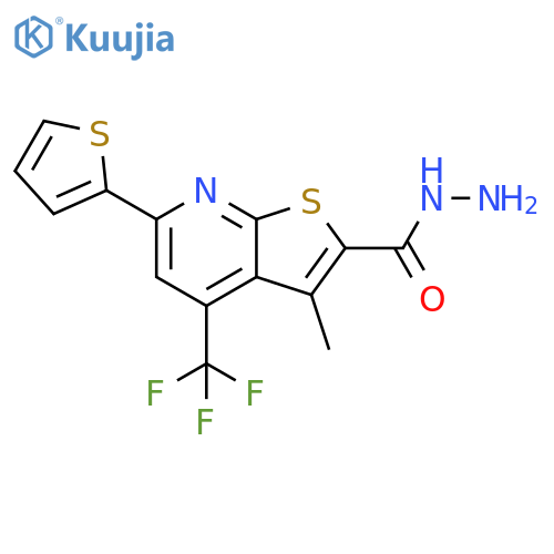 Thieno[2,3-b]pyridine-2-carboxylic acid, 3-methyl-6-(2-thienyl)-4-(trifluoromethyl)-, hydrazide structure