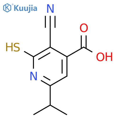 3-cyano-6-(propan-2-yl)-2-sulfanylpyridine-4-carboxylic acid structure