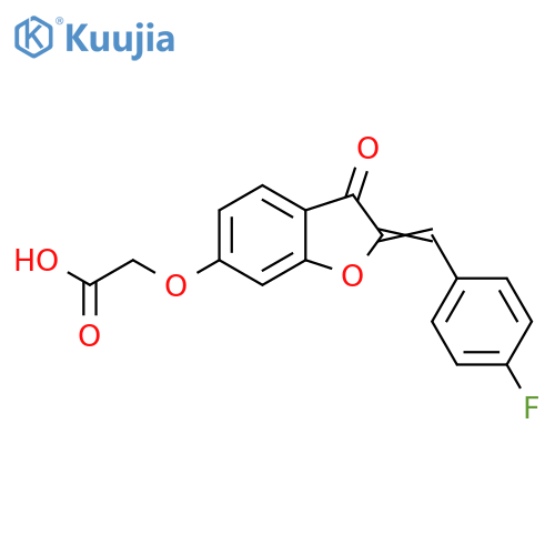 2-{(2Z)-2-(4-fluorophenyl)methylidene-3-oxo-2,3-dihydro-1-benzofuran-6-yloxy}acetic acid structure