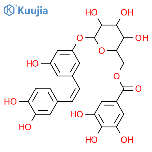 1-(3,4-Dihydroxyphenyl)-2-(3,5-dihydroxyphenyl)ethylene; (E)-form, 3''-O-[3,4,5-Trihydroxybenzoyl-(→6)-β-D-glucopyranoside] structure