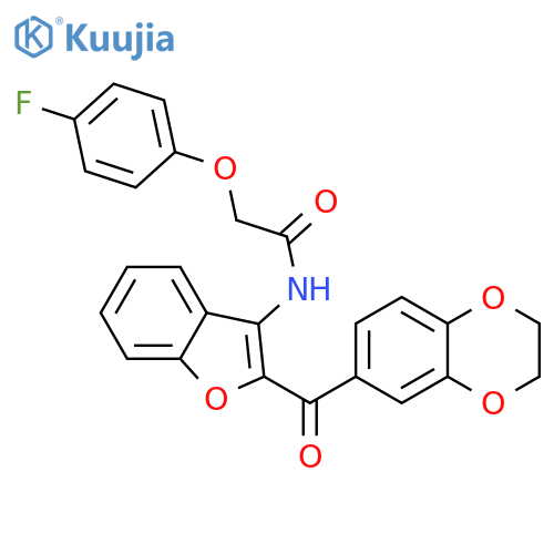 N-2-(2,3-dihydro-1,4-benzodioxine-6-carbonyl)-1-benzofuran-3-yl-2-(4-fluorophenoxy)acetamide structure