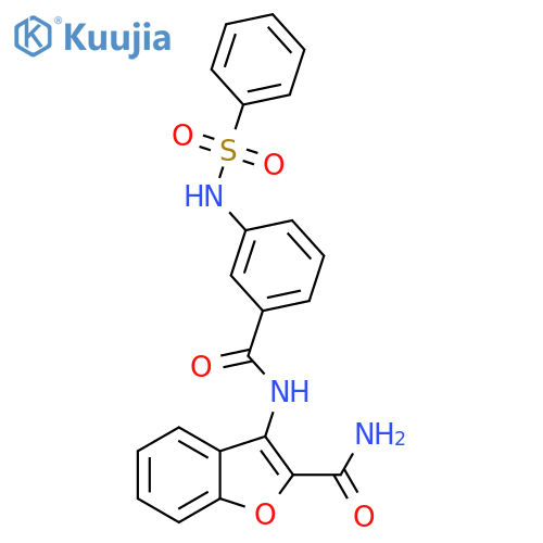 3-(3-benzenesulfonamidobenzamido)-1-benzofuran-2-carboxamide structure
