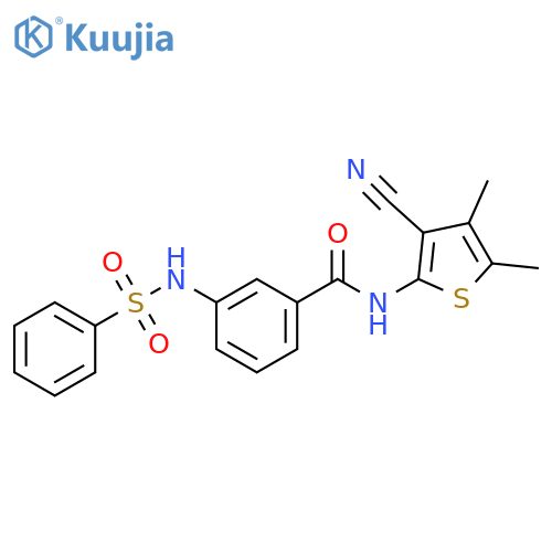 3-benzenesulfonamido-N-(3-cyano-4,5-dimethylthiophen-2-yl)benzamide structure