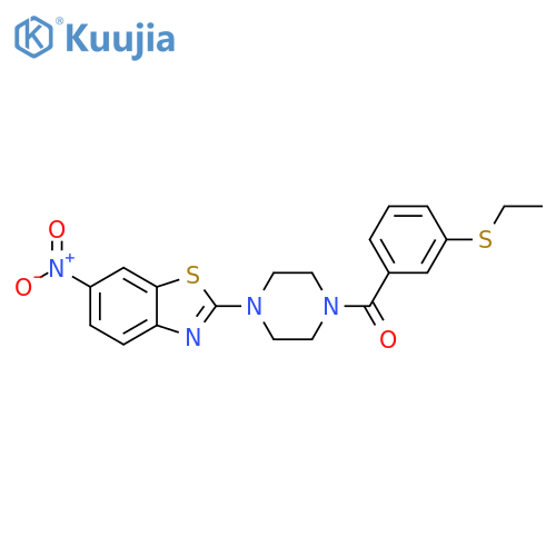 2-{4-3-(ethylsulfanyl)benzoylpiperazin-1-yl}-6-nitro-1,3-benzothiazole structure
