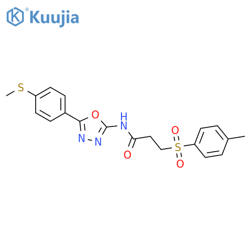 3-(4-methylbenzenesulfonyl)-N-{5-4-(methylsulfanyl)phenyl-1,3,4-oxadiazol-2-yl}propanamide structure