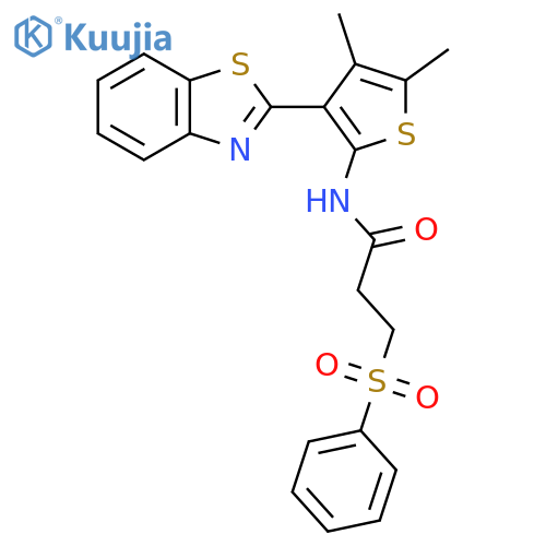 3-(benzenesulfonyl)-N-3-(1,3-benzothiazol-2-yl)-4,5-dimethylthiophen-2-ylpropanamide structure
