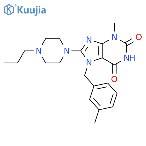 3-methyl-7-(3-methylphenyl)methyl-8-(4-propylpiperazin-1-yl)-2,3,6,7-tetrahydro-1H-purine-2,6-dione structure