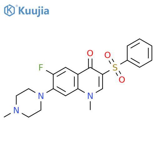 3-(benzenesulfonyl)-6-fluoro-1-methyl-7-(4-methylpiperazin-1-yl)-1,4-dihydroquinolin-4-one structure