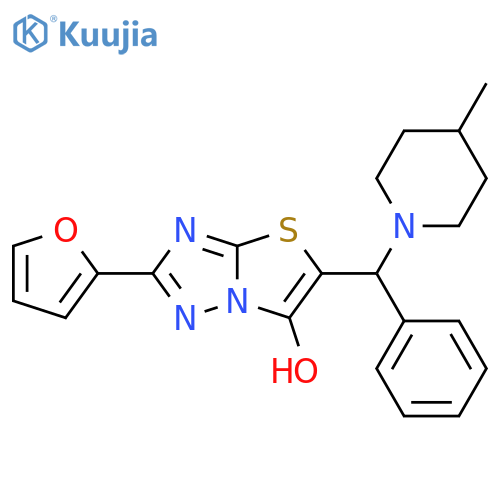 2-(furan-2-yl)-5-(4-methylpiperidin-1-yl)(phenyl)methyl-1,2,4triazolo3,2-b1,3thiazol-6-ol structure