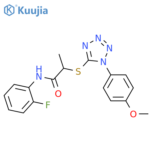 N-(2-fluorophenyl)-2-{1-(4-methoxyphenyl)-1H-1,2,3,4-tetrazol-5-ylsulfanyl}propanamide structure
