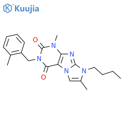 8-butyl-1,7-dimethyl-3-(2-methylphenyl)methyl-1H,2H,3H,4H,8H-imidazo1,2-gpurine-2,4-dione structure