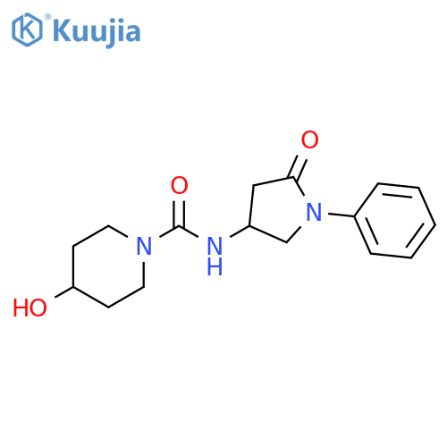4-hydroxy-N-(5-oxo-1-phenylpyrrolidin-3-yl)piperidine-1-carboxamide structure