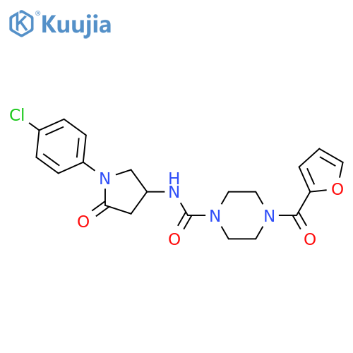 N-1-(4-chlorophenyl)-5-oxopyrrolidin-3-yl-4-(furan-2-carbonyl)piperazine-1-carboxamide structure
