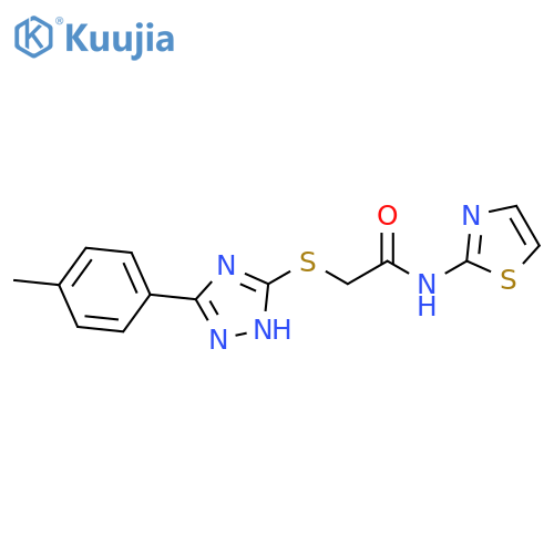 2-{5-(4-methylphenyl)-1H-1,2,4-triazol-3-ylsulfanyl}-N-(1,3-thiazol-2-yl)acetamide structure