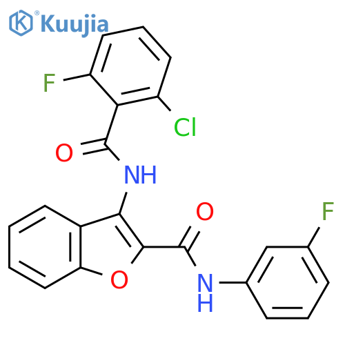 3-(2-chloro-6-fluorobenzamido)-N-(3-fluorophenyl)-1-benzofuran-2-carboxamide structure