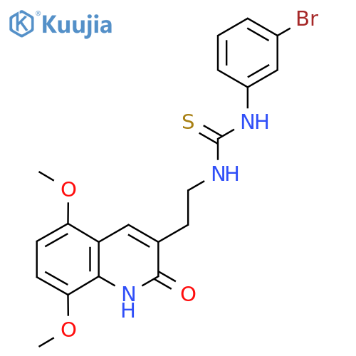 1-(3-bromophenyl)-3-2-(5,8-dimethoxy-2-oxo-1,2-dihydroquinolin-3-yl)ethylthiourea structure