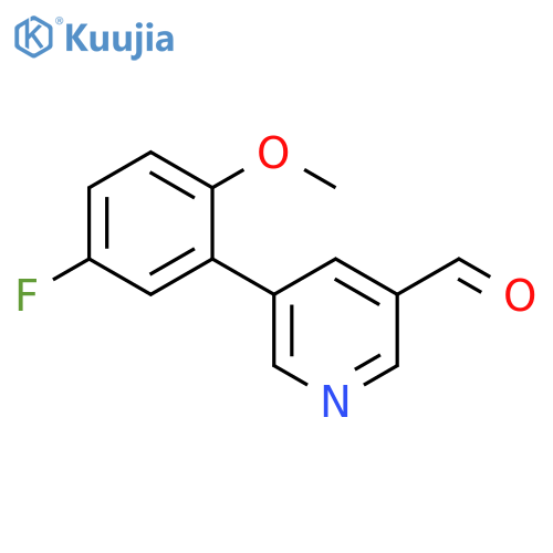 3-Pyridinecarboxaldehyde, 5-(5-fluoro-2-methoxyphenyl)- structure