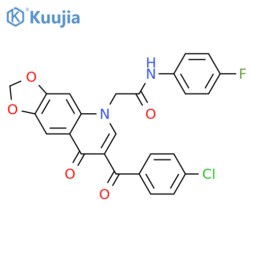 2-7-(4-chlorobenzoyl)-8-oxo-2H,5H,8H-1,3dioxolo4,5-gquinolin-5-yl-N-(4-fluorophenyl)acetamide structure