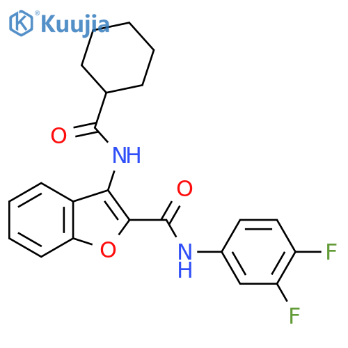 3-cyclohexaneamido-N-(3,4-difluorophenyl)-1-benzofuran-2-carboxamide structure