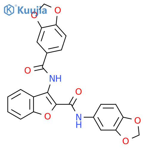 N-{2-(2H-1,3-benzodioxol-5-yl)carbamoyl-1-benzofuran-3-yl}-2H-1,3-benzodioxole-5-carboxamide structure