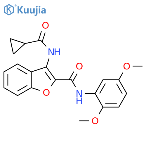 3-cyclopropaneamido-N-(2,5-dimethoxyphenyl)-1-benzofuran-2-carboxamide structure