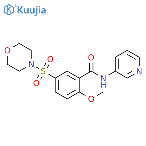 2-methoxy-5-(morpholine-4-sulfonyl)-N-(pyridin-3-yl)benzamide structure