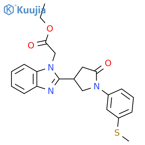 ethyl 2-(2-{1-3-(methylsulfanyl)phenyl-5-oxopyrrolidin-3-yl}-1H-1,3-benzodiazol-1-yl)acetate structure