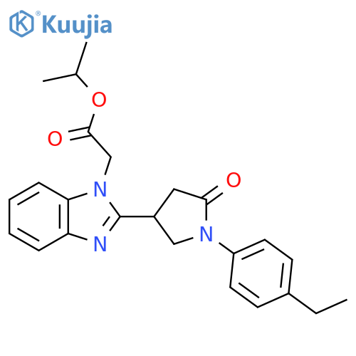 propan-2-yl 2-{2-1-(4-ethylphenyl)-5-oxopyrrolidin-3-yl-1H-1,3-benzodiazol-1-yl}acetate structure