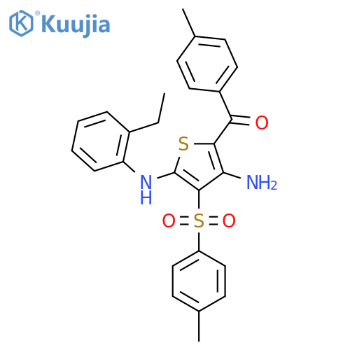 N2-(2-ethylphenyl)-5-(4-methylbenzoyl)-3-(4-methylbenzenesulfonyl)thiophene-2,4-diamine structure