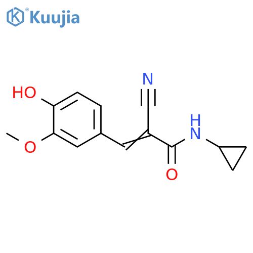 2-cyano-N-cyclopropyl-3-(4-hydroxy-3-methoxyphenyl)prop-2-enamide structure