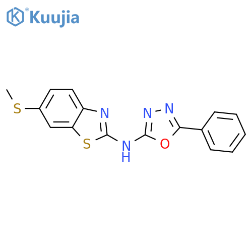 6-(methylsulfanyl)-N-(5-phenyl-1,3,4-oxadiazol-2-yl)-1,3-benzothiazol-2-amine structure