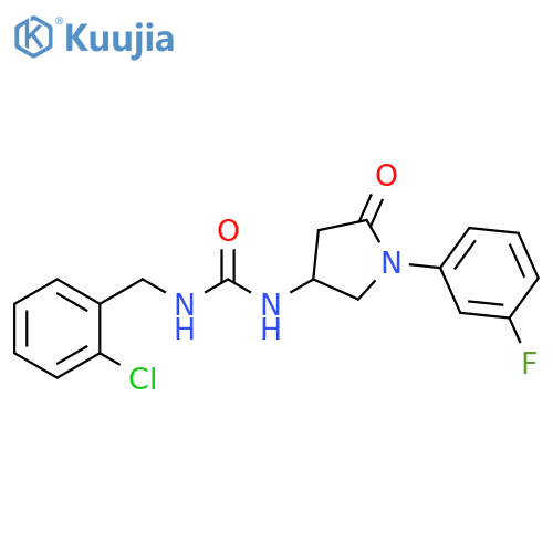 1-(2-chlorophenyl)methyl-3-1-(3-fluorophenyl)-5-oxopyrrolidin-3-ylurea structure