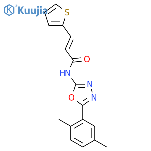 (2E)-N-5-(2,5-dimethylphenyl)-1,3,4-oxadiazol-2-yl-3-(thiophen-2-yl)prop-2-enamide structure