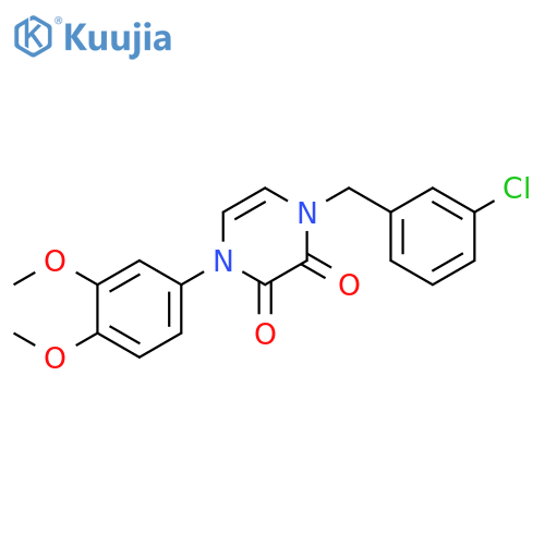 1-(3-chlorophenyl)methyl-4-(3,4-dimethoxyphenyl)-1,2,3,4-tetrahydropyrazine-2,3-dione structure