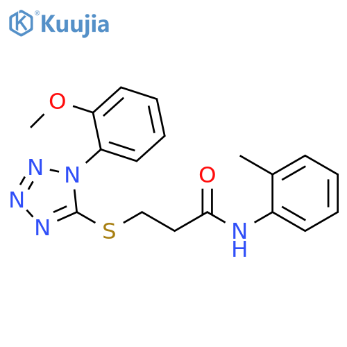 3-{1-(2-methoxyphenyl)-1H-1,2,3,4-tetrazol-5-ylsulfanyl}-N-(2-methylphenyl)propanamide structure